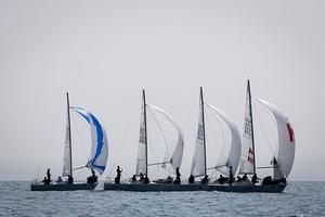 Howth Yacht Club, Co. Dublin, Ireland; Monday 26th August 2013: Racing started with light conditions for day one of the BMW J24 World Championships at Howth Yacht Club where 40 crews from ten nations are competing on the course area between Ireland's Eye and Lambay Island. photo copyright David Branigan/Oceansport http://www.oceansport.ie/ taken at  and featuring the  class