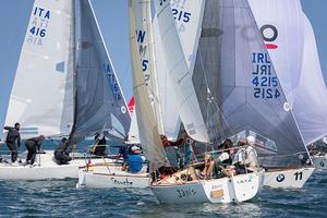 Howth Yacht Club, Co. Dublin, Ireland; Monday 26th August 2013: Ian Iisley's team from Monaco in the first race in the BMW J24 World Championships off Ireland's Eye yesterday (Monday). photo copyright David Branigan/Oceansport http://www.oceansport.ie/ taken at  and featuring the  class