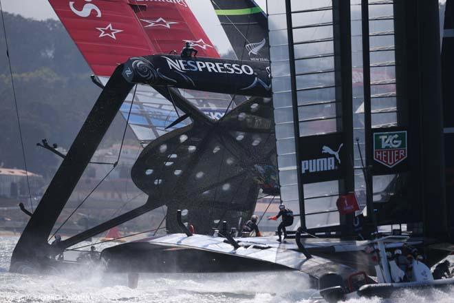 Emirates Team NZ’s near capsize in Race 8 was a turning point in the 34th America’s Cup © ACEA / Photo Abner Kingman http://photo.americascup.com