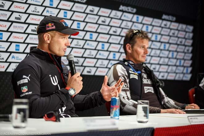 19/09/2013 - San Francisco (USA CA) - 34th America’s Cup - Oracle Team USA vs Emirates Team New Zealand, Race Day 9 - Jimmy Spithill and Dean Barker © ACEA / Photo Abner Kingman http://photo.americascup.com