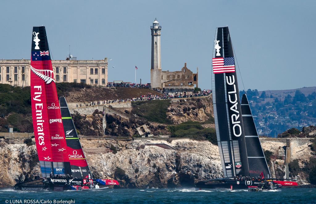 San Francisco, 12/09/13
34th AMERICA&rsquo;S CUP
America&rsquo;s Cup Final 5
Emirates Team New Zealand vs Oracle Team Usa
 photo copyright Carlo Borlenghi/Luna Rossa http://www.lunarossachallenge.com taken at  and featuring the  class