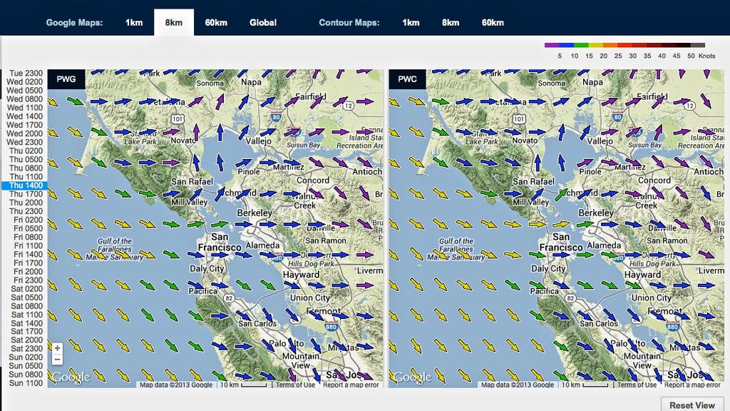High level wind map for September 18, 2013 San Francisco at 1400hrs photo copyright PredictWind.com www.predictwind.com taken at  and featuring the  class