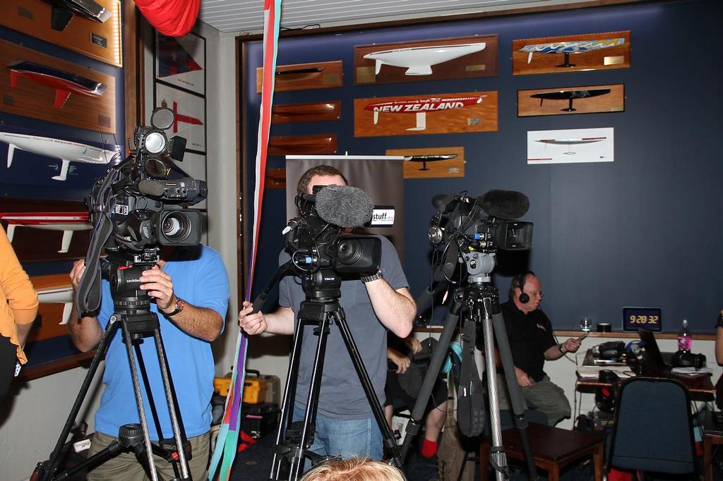 America&rsquo;s Cup Day 9 Royal New Zealand Yacht Squadron - Media crews wait for the start of the second race on day 9 photo copyright Richard Gladwell www.photosport.co.nz taken at  and featuring the  class