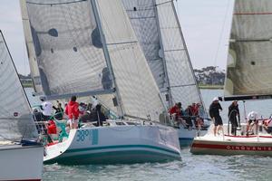 Close start with 38 Degrees south  - Morris Finance Sydney 38 Short Course Regatta 2013 photo copyright Teri Dodds http://www.teridodds.com taken at  and featuring the  class