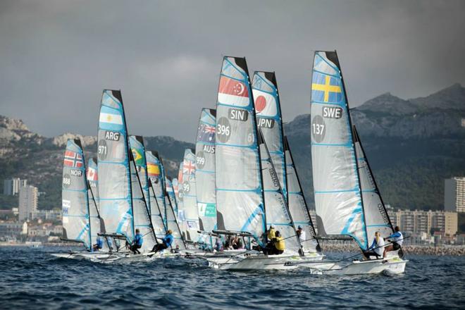  SEIKO 49er Worlds - Fleet in action © Pierick Jeannoutot http://49er.org/