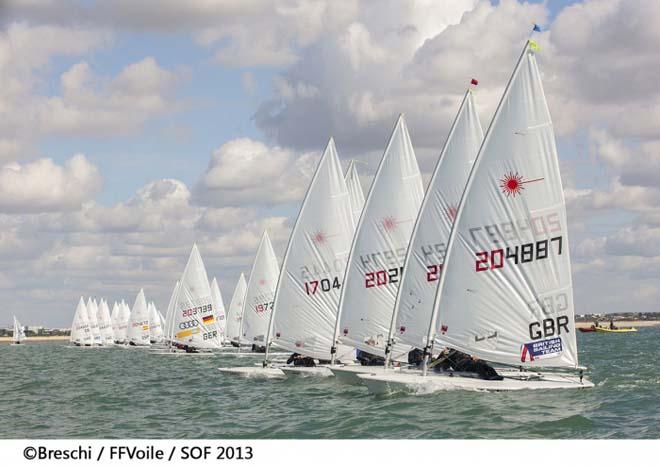 Laser Standard fleet in action during the 2013 Semaine Olympique Francaise ©  Breschi / FFVoile / SOF 2013 http://sof.ffvoile.com/