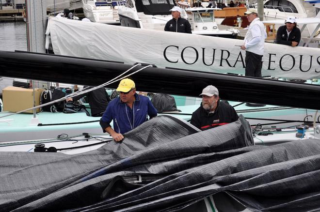 The 12 Metre fleet berthed at Bannister’s Wharf during the 2013 12 Metre North American Championship © SallyAnne Santos