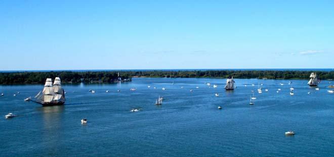 Tall ships Niagara, Lynx and the Pride of Baltimore II sailing on Lake Erie during a Parade of Sail. ©  Tall Ships America http://www.tallshipsamerica.org/