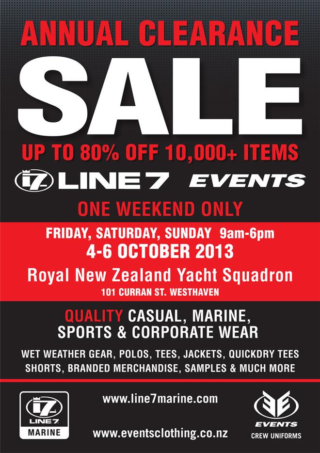 Events Clothing Annual Clearance Sale at Royal New Zealand yacht Squadron - October 4-6, 2013 © SW