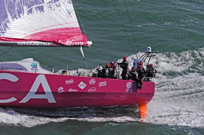 October 4 2013 - Team SCA sailing trials in the English Channel © Rick Tomlinson/Volvo Ocean Race http://www.volvooceanrace.com