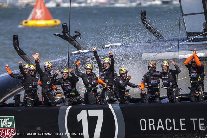 Oracle Team USA celebrates © Guilain Grenier Oracle Team USA http://www.oracleteamusamedia.com/