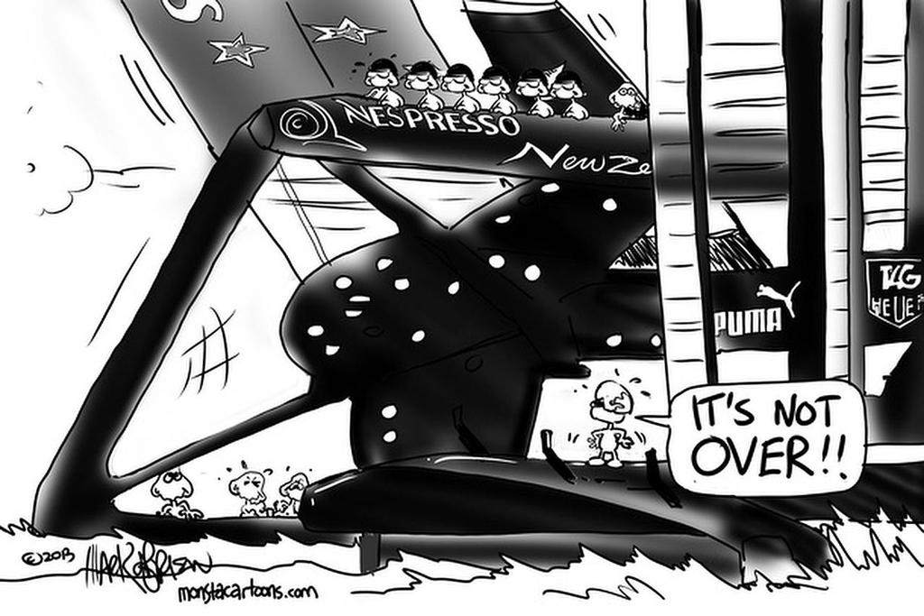 Day 5- 34th America’s Cup - Emirates Team NZ near capsize © Monsta http://www.monsta.co.nz