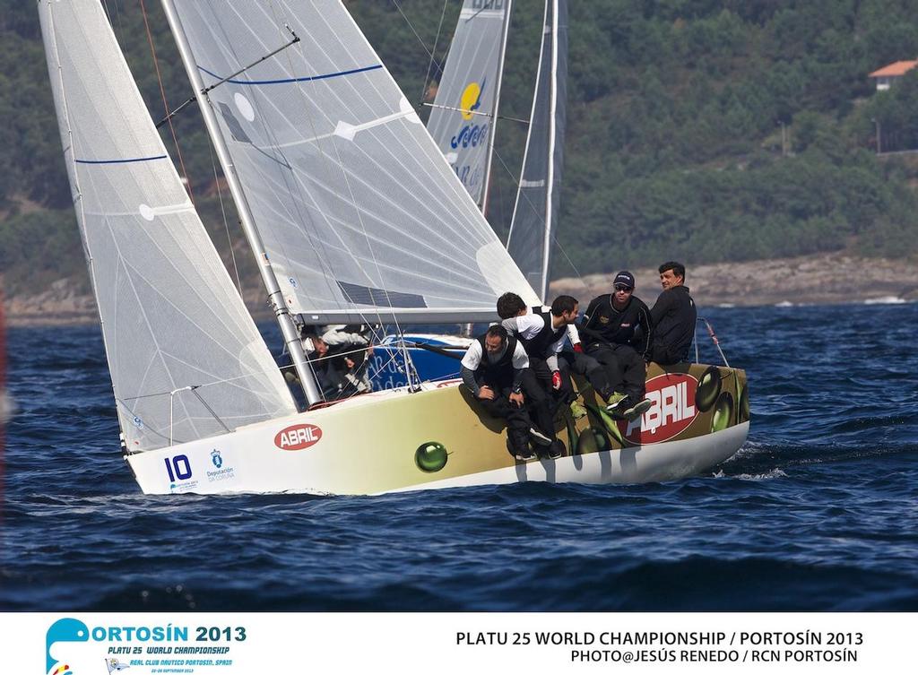 Platu 25 World Championships, PortosÃ­n , Galicia, Spain. Day 2 24-29 September 2013  Â© photo copyright  Jesus Renedo http://www.sailingstock.com taken at  and featuring the  class