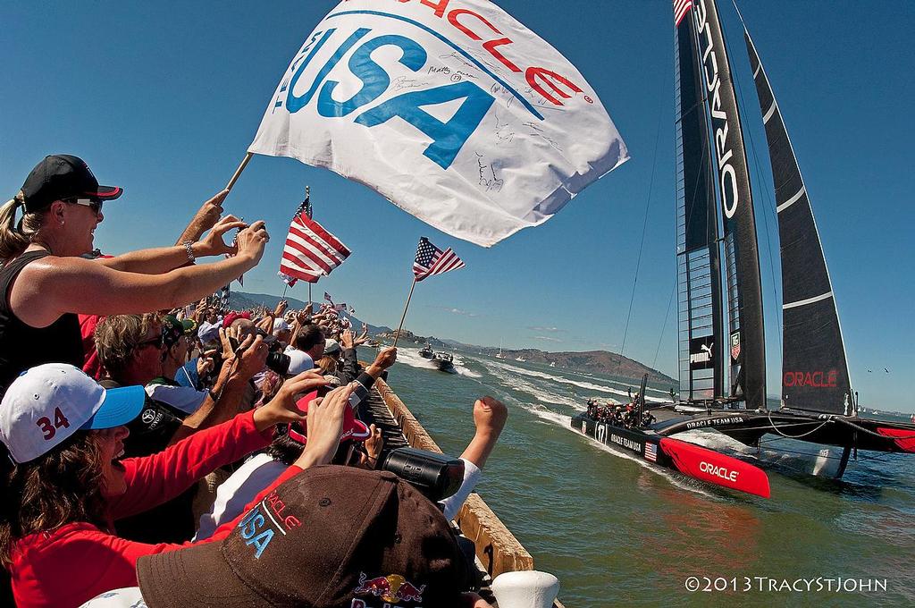 Oracle Team USA finishes on Day 13, America&rsquo;s Cup 2013 photo copyright Tracy St John http://www.stjohnphoto.tv/ taken at  and featuring the  class