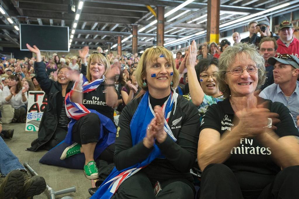 Emirates Team New Zealand welcome home event in Auckland. Fans in shed 10. 4/10/2013 © Chris Cameron/ETNZ http://www.chriscameron.co.nz