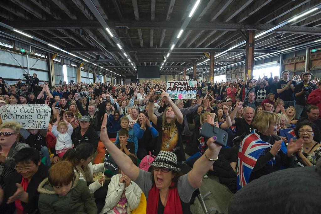 Emirates Team New Zealand welcome home event in Auckland. Fans in shed 10. 4/10/2013 © Chris Cameron/ETNZ http://www.chriscameron.co.nz