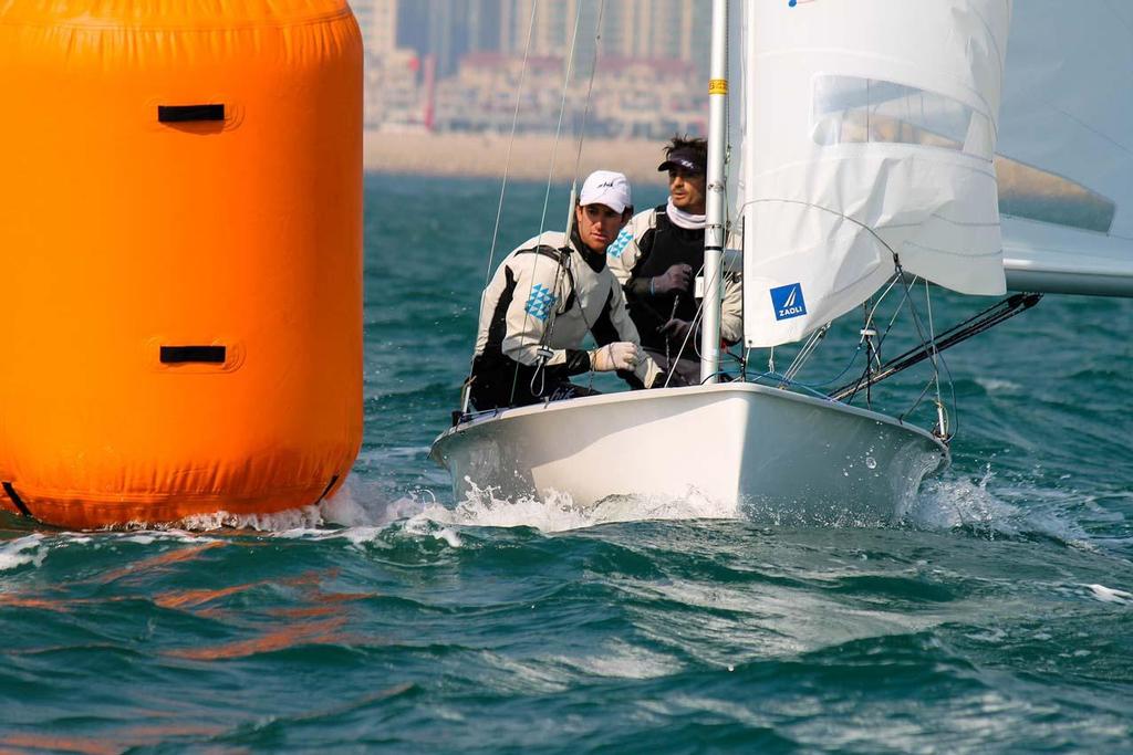 Lucas Calabrese and Juan de la Fuente 2 ARG Men's 470 - 2013 ISAF Sailing World Cup Qingdao Day 3 photo copyright ISAF  taken at  and featuring the  class