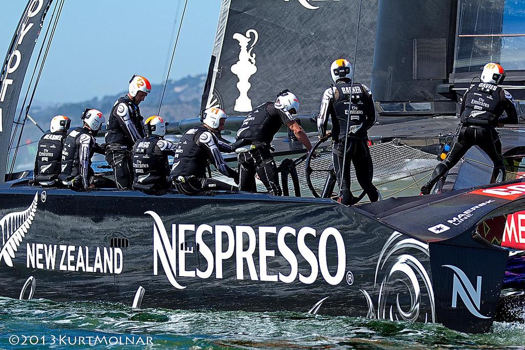 NZ Crew Finish1 - America's Cup - Day 14 photo copyright Kurt Molnar taken at  and featuring the  class
