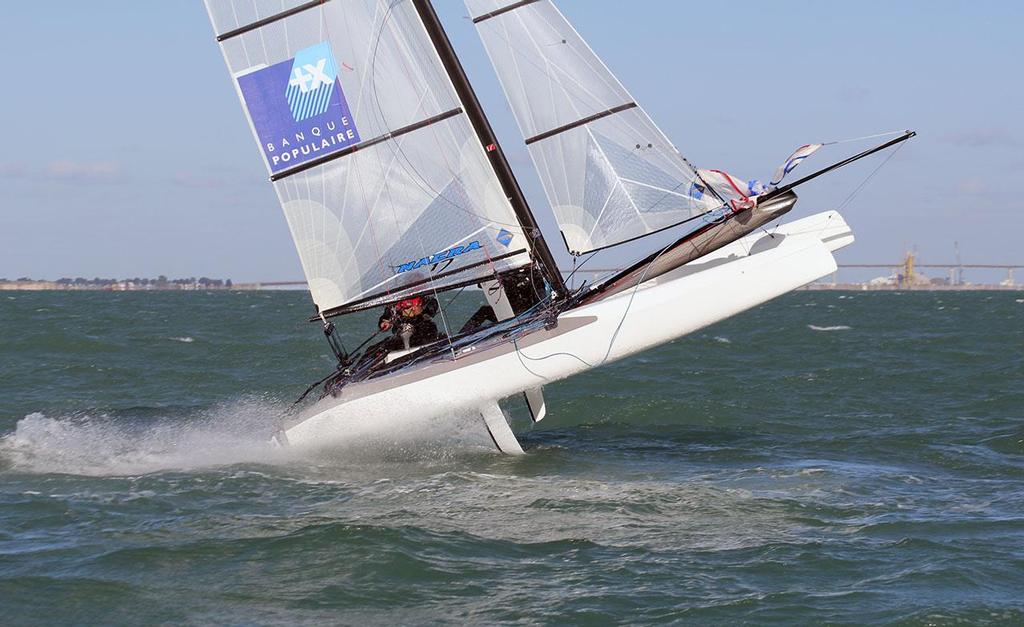 Nacra 17 Belly Besson - riding the horse at the bottom mark - La Semaine Olympique Française de Voile 2013 photo copyright Sail-World.com http://www.sail-world.com taken at  and featuring the  class