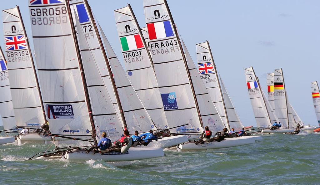 Nacra 17 startline Day 2 - La Semaine Olympique Française de Voile 2013 photo copyright Sail-World.com http://www.sail-world.com taken at  and featuring the  class