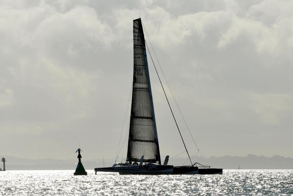 Jib furled - Team Australia sets the record from Sydney to Auckland - October 19, 2013 photo copyright Peter Idoine taken at  and featuring the  class