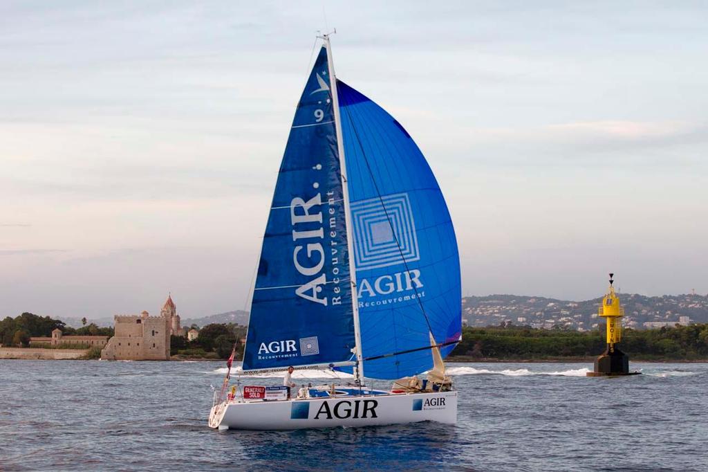 Adrien Hardy, skipper du Figaro Agir Recouvrement, 3eme de la 2eme etape de la Generali Solo 2013 entre Barcelone et Bealieu sur Mer - Barcelone le 30/09/2013 photo copyright Alexis Courcoux taken at  and featuring the  class