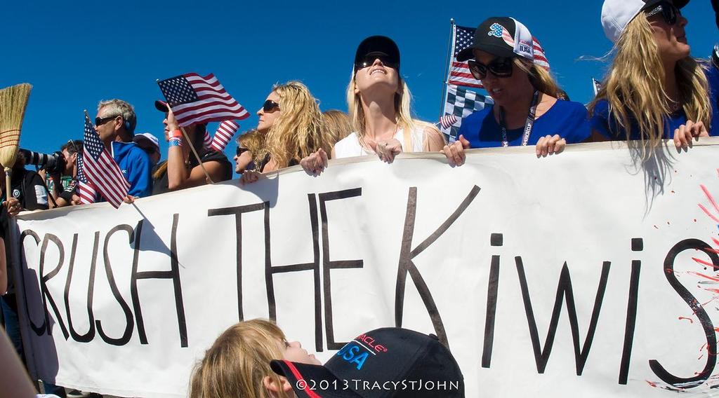 Crush the Kiwis - No way! - America’s Cup - Day 15 © Tracy St John http://www.stjohnphoto.tv/