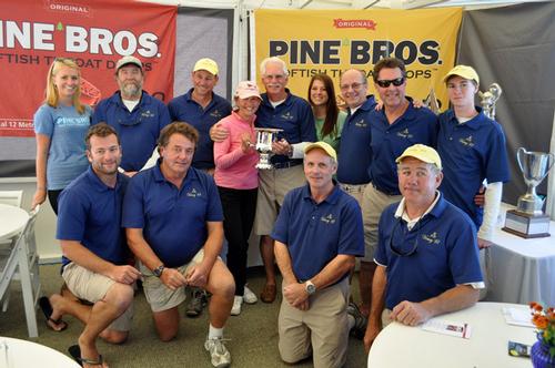 Dennis Williams’ Victory ’83 team (left), sailing in Modern Division, won the Pine Brothers Trophy for overall best performance at the 2013 12 Metre North Americans. Gunther Buerman, with Brad Read, led New Zealand to victory in Grand Prix Division. © SallyAnne Santos