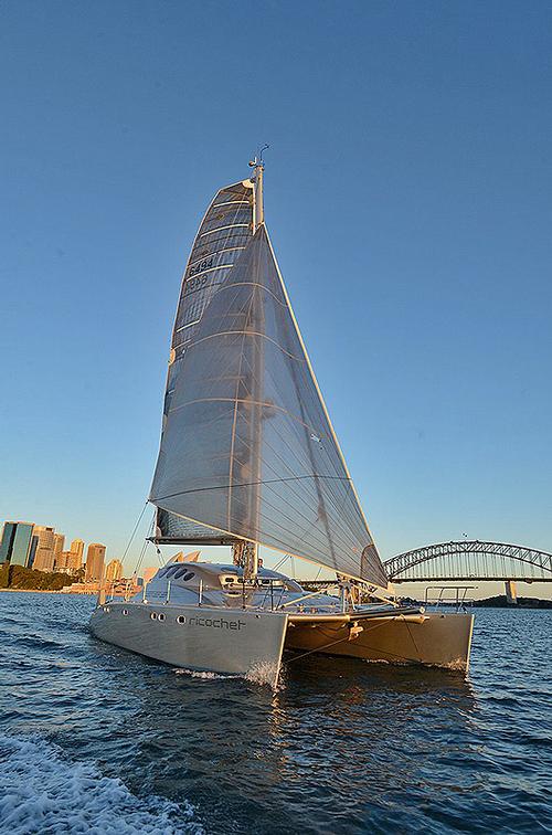 The amazing Ricochet catamaran sold by Multihull Central and now available to charter through Multihull Central on Sydney Harbour or other locations. © Greg Low