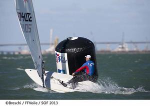 Nick Thompson sails in the Laser Standard class at the 2013 Semaine Olympique Francaise photo copyright  Breschi / FFVoile / SOF 2013 http://sof.ffvoile.com/ taken at  and featuring the  class