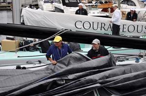 The 12 Metre fleet berthed at Bannister&rsquo;s Wharf during the 2013 12 Metre North American Championship photo copyright SallyAnne Santos taken at  and featuring the  class