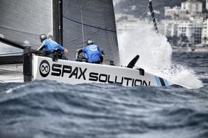 Spax Solution GC32 in action during the Extreme Sailing Series Act 7 Nice photo copyright Christophe Launay taken at  and featuring the  class