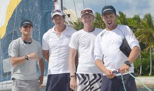 Josh Greenslade (center Right), Tom Herbert-Evans, Sean Evans and Blythe Walker - Crews prepare for their practice time in the classic IOD sloops uned for the Argo Group Gold Cup, Stage 5 of the Alpari World Match Racing Tour photo copyright  Talbot Wilson / Argo Group Gold Cup http://www.argogroupgoldcup.com/ taken at  and featuring the  class