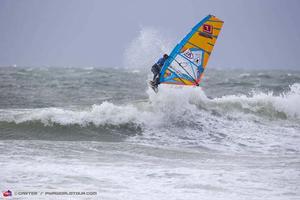 Thomas Traversa off the lip - PWa Cold Hawaii World Cup 2013 photo copyright  John Carter / PWA http://www.pwaworldtour.com taken at  and featuring the  class