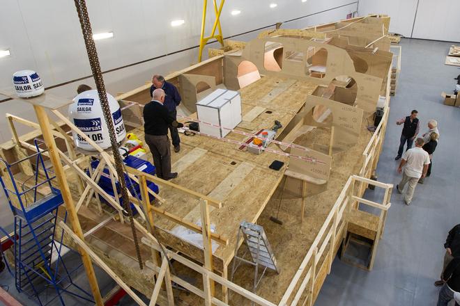 Work starts with a full size model of the boat built out of wood. This interior mock-up is used to fit the different components and systems inside the boat and finalise design details.  - Volvo Ocean Race 2014-15 © Ian Roman/Volvo Ocean Race http://www.volvooceanrace.com