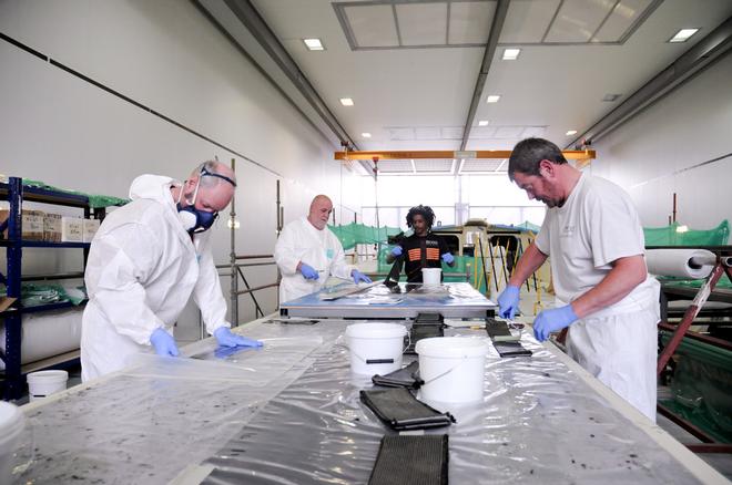 : It takes 120 people working directly on the boat to build a Volvo Ocean 65 in seven months. A total of 36,000 man hours are required. - Volvo Ocean Race 2014-15 © Pedro Freitas /Volvo Ocean Race