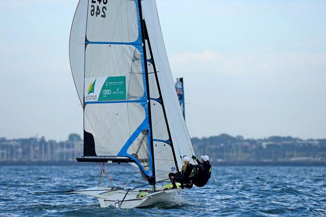 49er FX / Caitlin ELKS & Tess LLOYD (AUS) - 2013 ISAF Sailing World Cup - Melbourne © Jeff Crow/ Sport the Library http://www.sportlibrary.com.au