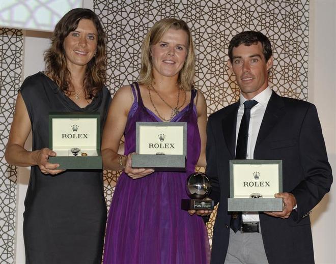 Jo Aleh, Polly Powrie and Matt Belcher - 2013 Rolex ISAF World Sailor of the Year, Oman ©  Rolex/ Kurt Arrigo http://www.regattanews.com