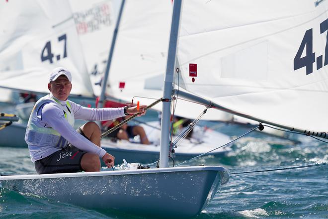 Hamish Wiltshire (NT) leader of the 4.7 fleet with two bullets on day one © Guido Brandt