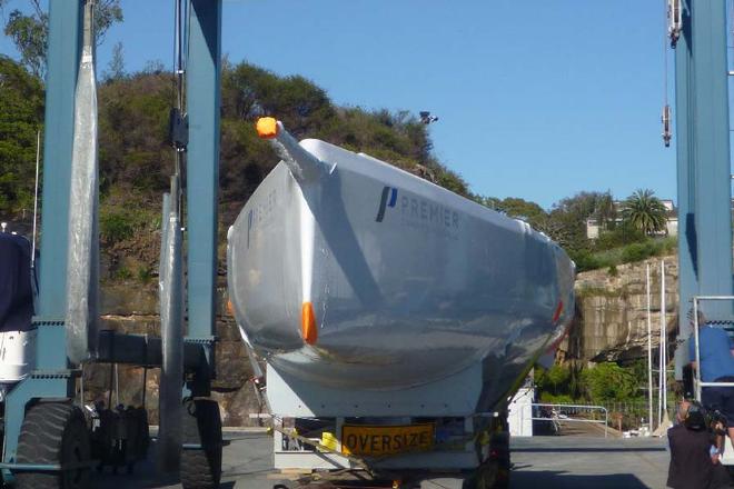 The C60 `Ichi ban’ built by Premier Composites arrives in Sydney ahead of her sea trials and tuning in time for this year’s Rolex Sydney Hobart. © Neil Cox