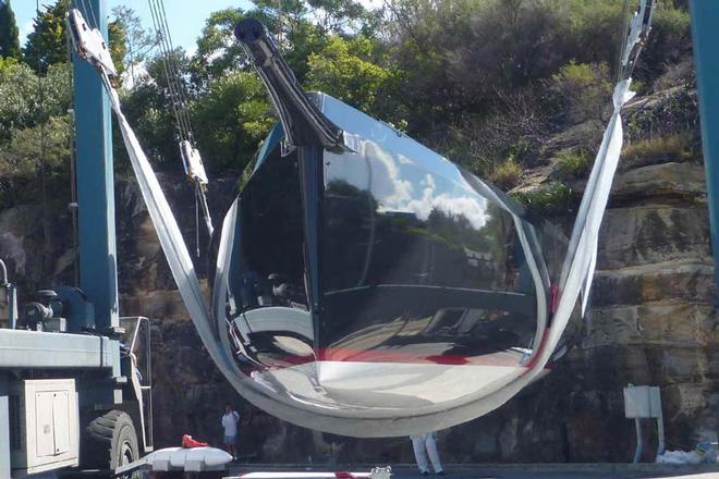 The C60 `Ichi ban’ built by Premier Composites arrives in Sydney ahead of her sea trials and tuning in time for this year’s Rolex Sydney Hobart. © Neil Cox