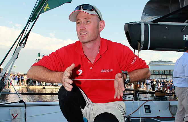 Wild Oats XI’s navigator Tom Addis pictured on the  Finish line, 2013 Rolex Sydney Hobart - will be joining Team Vestas Wind © Crosbie Lorimer http://www.crosbielorimer.com