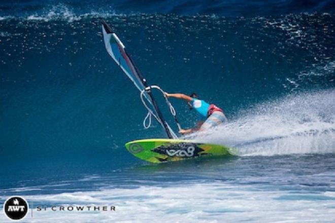 Powerful riding by Laurent in Round #3, he went on to win his heat in Round #4 following an impressive display which included a Taka and a 360  © Si Crowther / AWT http://americanwindsurfingtour.com/