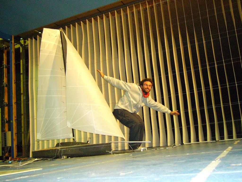 Benoit Marie - in the Twisted Wind Tunnel at the Yacht Reseract Unit, University of Auckland - 2013 Mini Transat research project photo copyright Yacht Research Unit - University of Auckland taken at  and featuring the  class