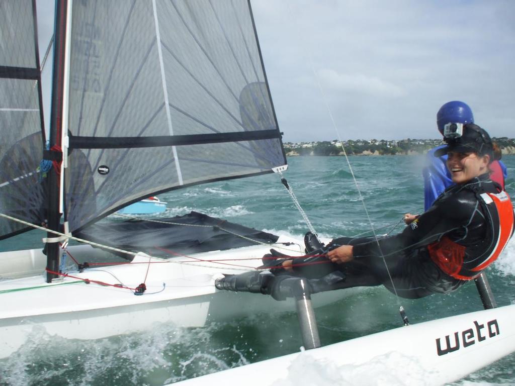 Miranda chasing the Volvo ocean race start 2012 - Roger Kitchen © Miranda Powrie