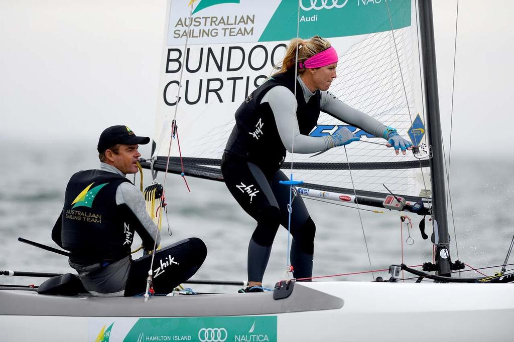 Nacra17 /Darren BUNDOCK & Nina CURTIS (AUS) - 2013 ISAF Sailing World Cup - Melbourne © Jeff Crow/ Sport the Library http://www.sportlibrary.com.au