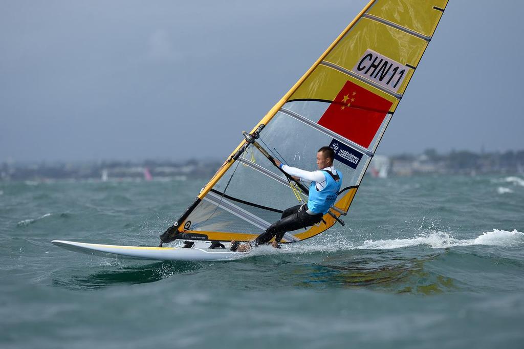 RSX: M / Chunzhuang LIU (CHN)
2013 ISAF Sailing World Cup - Melbourne
Sail Melbourne - The Asia Pacific Regatta
Sandringham Yacht Club, Victoria
December 1st - 8th 2013
Â© Sport the library / Jeff Crow photo copyright Jeff Crow/ Sport the Library http://www.sportlibrary.com.au taken at  and featuring the  class