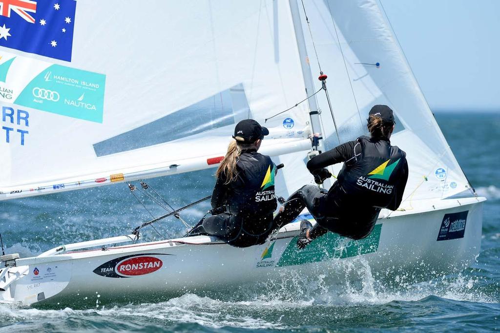 470 Womens/ Jacqui GURR & Amelia CATT (AUS) - 2013 ISAF Sailing World Cup - Melbourne photo copyright Jeff Crow/ Sport the Library http://www.sportlibrary.com.au taken at  and featuring the  class