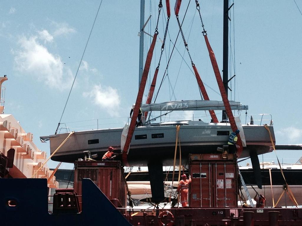 The SLY 43 arrives in Newcastle.  Thanks to Jo and all the team at Noakes Midcoast Boat Yard for your help. - Australia Meet Sly Yachts © Cheryl Stanton