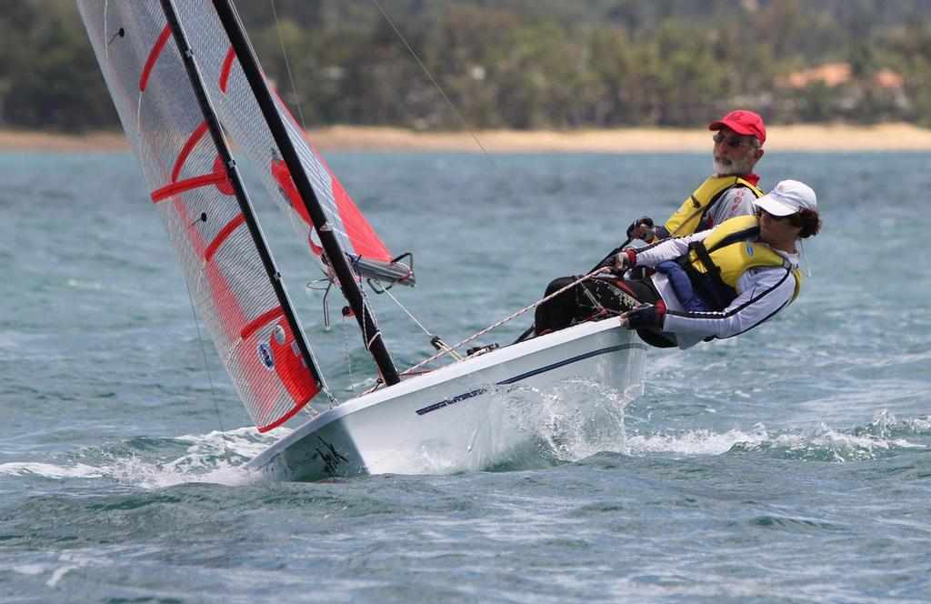 Greg & Judy Heath sailing the Tasar 'Chuckling Again' from Mission Beach Sailing Club © Tom Orr
